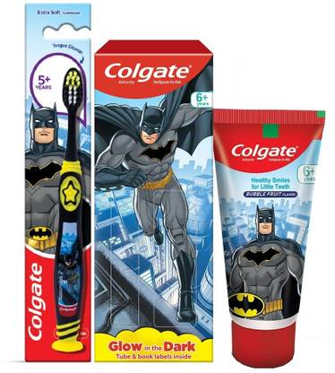 Colgate Kids 6+yrs Batman Toothpaste 80g & Kids Batman Toothbrush 1pc with Book Labels Toothpaste