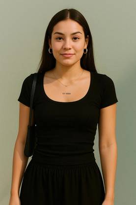 Rockwell Casual Solid Women Black Top