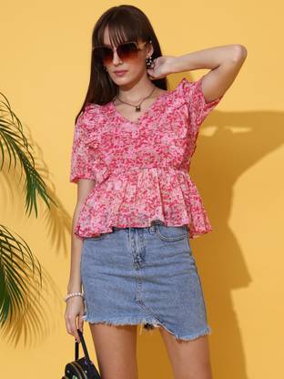 Sheetal Associates Casual Printed Women Pink Top