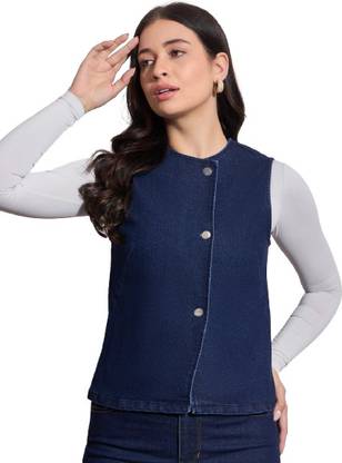 DRAPE AND DAZZLE Party Solid Women Dark Blue Top