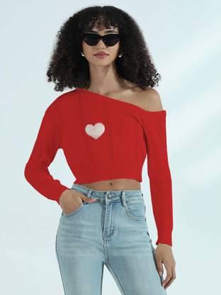 SHOWOFFFF Casual Solid Women Red Top