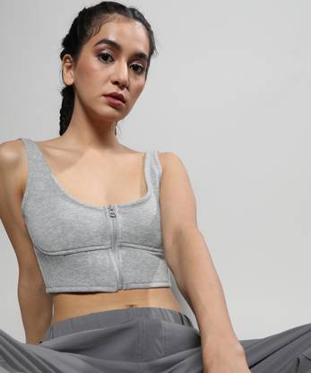CAMPUS SUTRA Casual Solid Women Grey Top