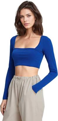 Kamedge Formal Solid Women Blue Top