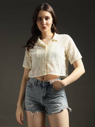 Emeros Casual Striped Women White Top