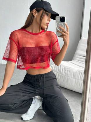 clobug Casual Solid Women Red Top