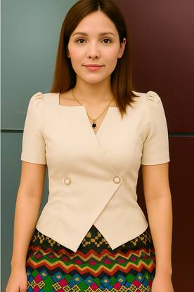 N F EXPRESS Casual Solid Women Beige Top