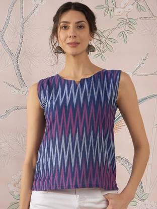 InWeave Casual Striped Women Purple Top