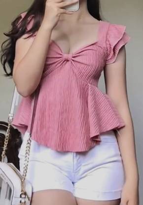 Tokyo Talkies Casual Solid Women Pink Top