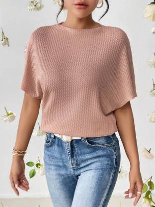 Rahi Trendz Casual Self Design Women Pink Top