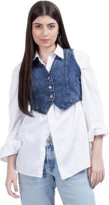 DRAPE AND DAZZLE Party Solid Women Blue Top