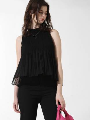 ONLY Casual Solid Women Black Top