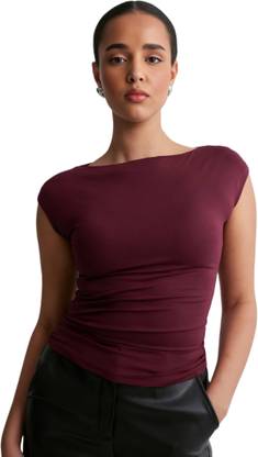 SIGHTBOMB Party Solid Women Maroon Top