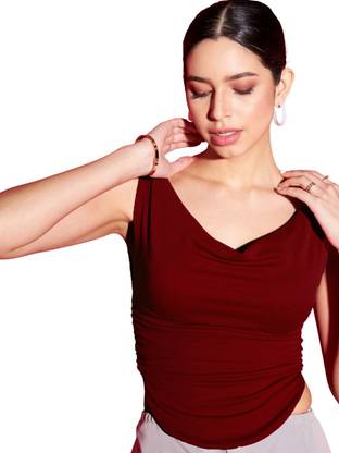 Istyle Can Casual Solid Women Maroon Top