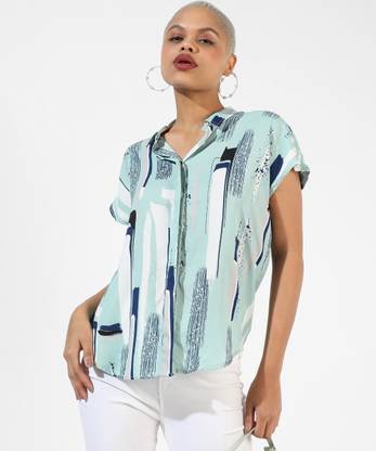 CAMPUS SUTRA Casual Graphic Print Women Green Top
