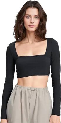 Baawdi Casual Self Design Women Black Top