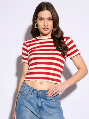 CORSICA Casual Striped Women Red, White Top