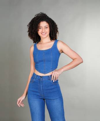 ribose chemistry of fashion Casual Solid Women Blue Top