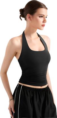 SIGHTBOMB Casual Solid Women Black Top