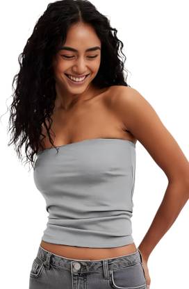 SIGHTBOMB Party Solid Women Grey Top