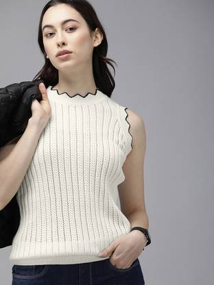 Roadster Casual Self Design Women White Top