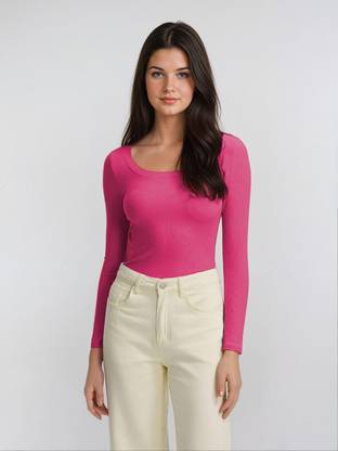 KOTTY Casual Solid Women Pink Top