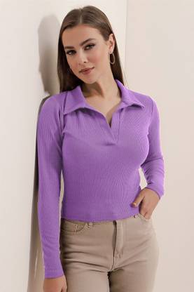 Dream Beauty Fashion Casual Solid Women Purple Top