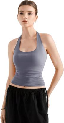 SIGHTBOMB Casual Solid Women Grey Top