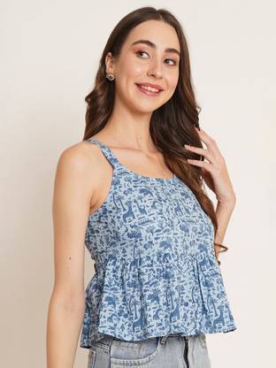 RNfab Casual Ethnic Motifs Women Blue Top