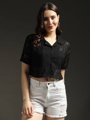 Emeros Casual Striped Women Black Top