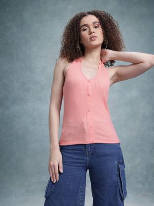 Roadster Casual Solid Women Pink Top