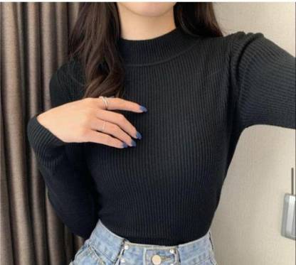 TUSI Casual Striped Women Black Top