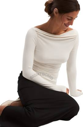 SIGHTBOMB Formal Solid Women White Top