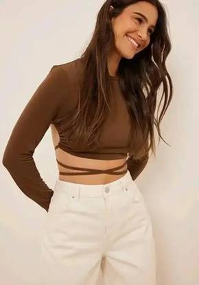 varga Casual Solid Women Brown Top