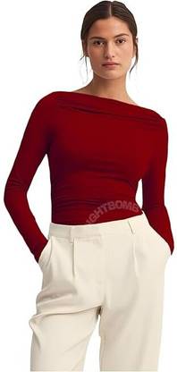 SIGHTBOMB Formal Solid Women Maroon Top
