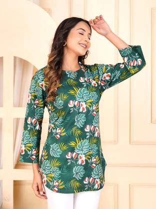 Party Printed Women Green Top