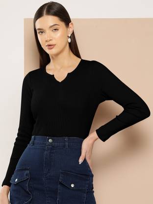 Dream Beauty Fashion Casual Solid Women Black Top