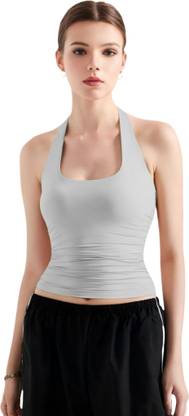 SIGHTBOMB Casual Solid Women Grey Top