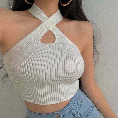 YLCOMPANY Casual Solid Women White Top