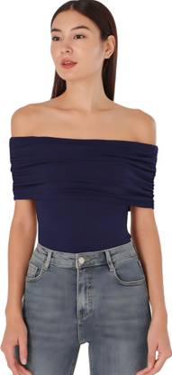SIGHTBOMB Formal Solid Women Dark Blue Top