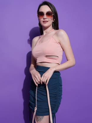 KOTTY Casual Solid Women Pink Top