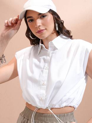 Tokyo Talkies Casual Solid Women White Top