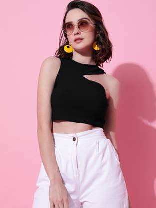 KOTTY Casual Solid Women Black Top