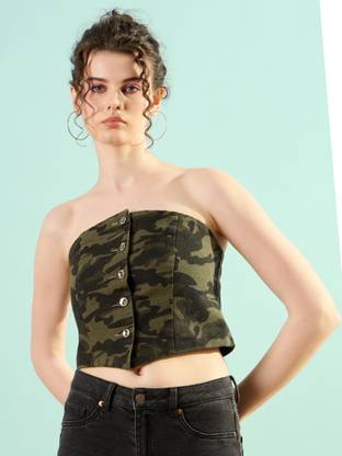 STYLECAST X KASSUALLY Casual Printed Women Green Top