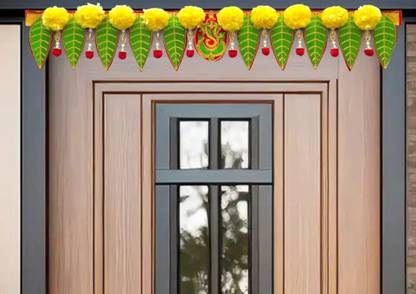 AGENZIA EXIM Ganesh pan Toran With Artificial Yellow Marigold Flower Door Toran.(Pack Of 1) Toran