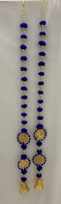 MAGPIE Handmade Blue Color String Triangle Flower Chakri Home Decor 3 ft 2 String Toran