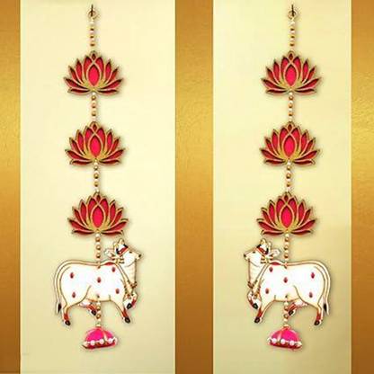 Jack Lawrence Lotus Wall Decor Hanging MDF for Home, Temple, All Festival Decoration (2 Pc's) Toran