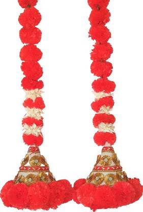 PRAHLL Artificial Marigold Flower & Jasmine Door Sider Hanging Bandhanwar - 72" 2 Piece Toran