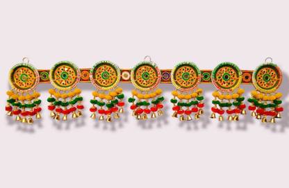 PREETENCY Jaipuri Ring Zula Bell Door Hanging Toran-Traditional Bandanwan Main Door Toran Toran