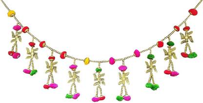 Smizzy Handmade Sathiya Bandarwal Toran with Multicolor Pompom for Door Wall Hanging Toran