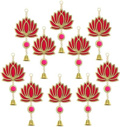 GRAYSEE Handmade Pom Pom Style Lotus Wall Door Hanging Bandanwar Latkan Decoration-10pcs Toran